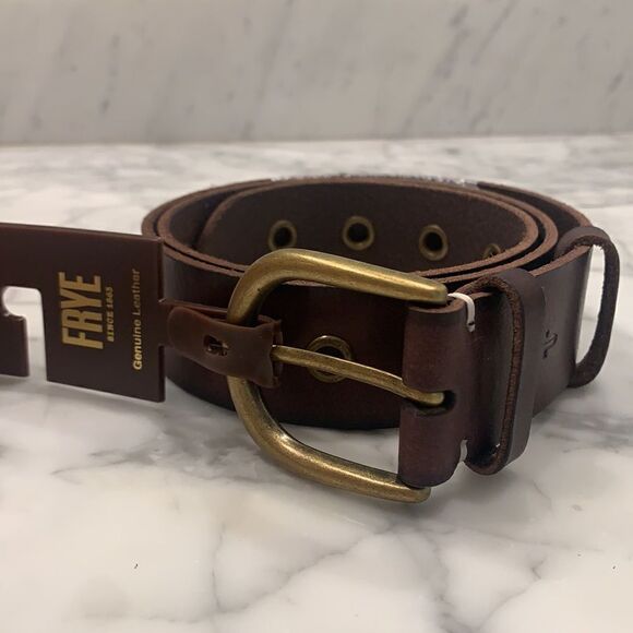 NWT Frye Grommet Brown Leather Belt - Picture 3 of 3